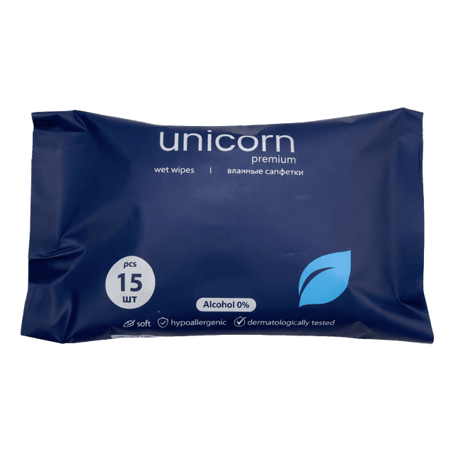 Влажные салфетки Unicorn, 15шт
